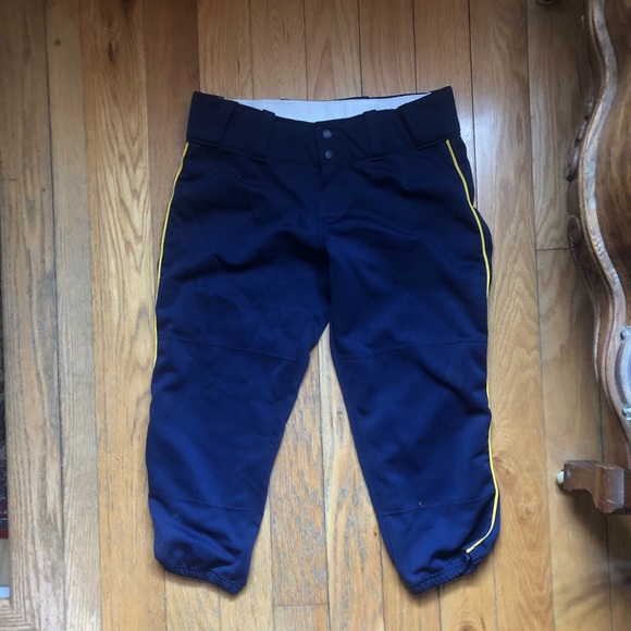 Rawlings Pants - Rawlings softball pants. Custom navy blue and yellow/gold pinstripe.